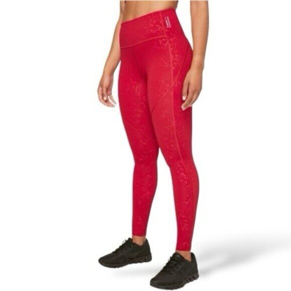 Lululemon Stronger as One Tight 28" *lululemon X Barrys Bootcamp Emboss Dark Red - Picture 1 of 13